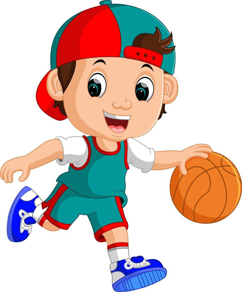 giovane giocatore di basket maschile vettore