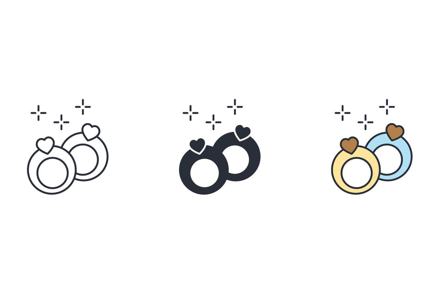 icone di nozze simbolo elementi vettoriali per il web infografica