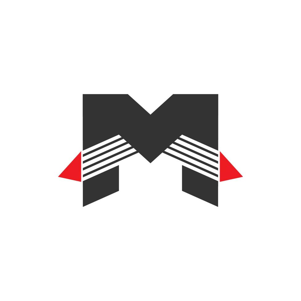 vettore di logo geometrico della freccia veloce delle strisce della lettera m