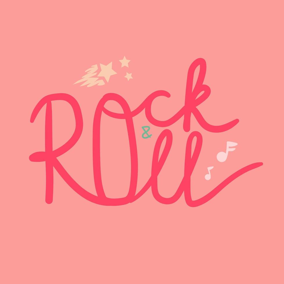 lettering rock and roll vettore