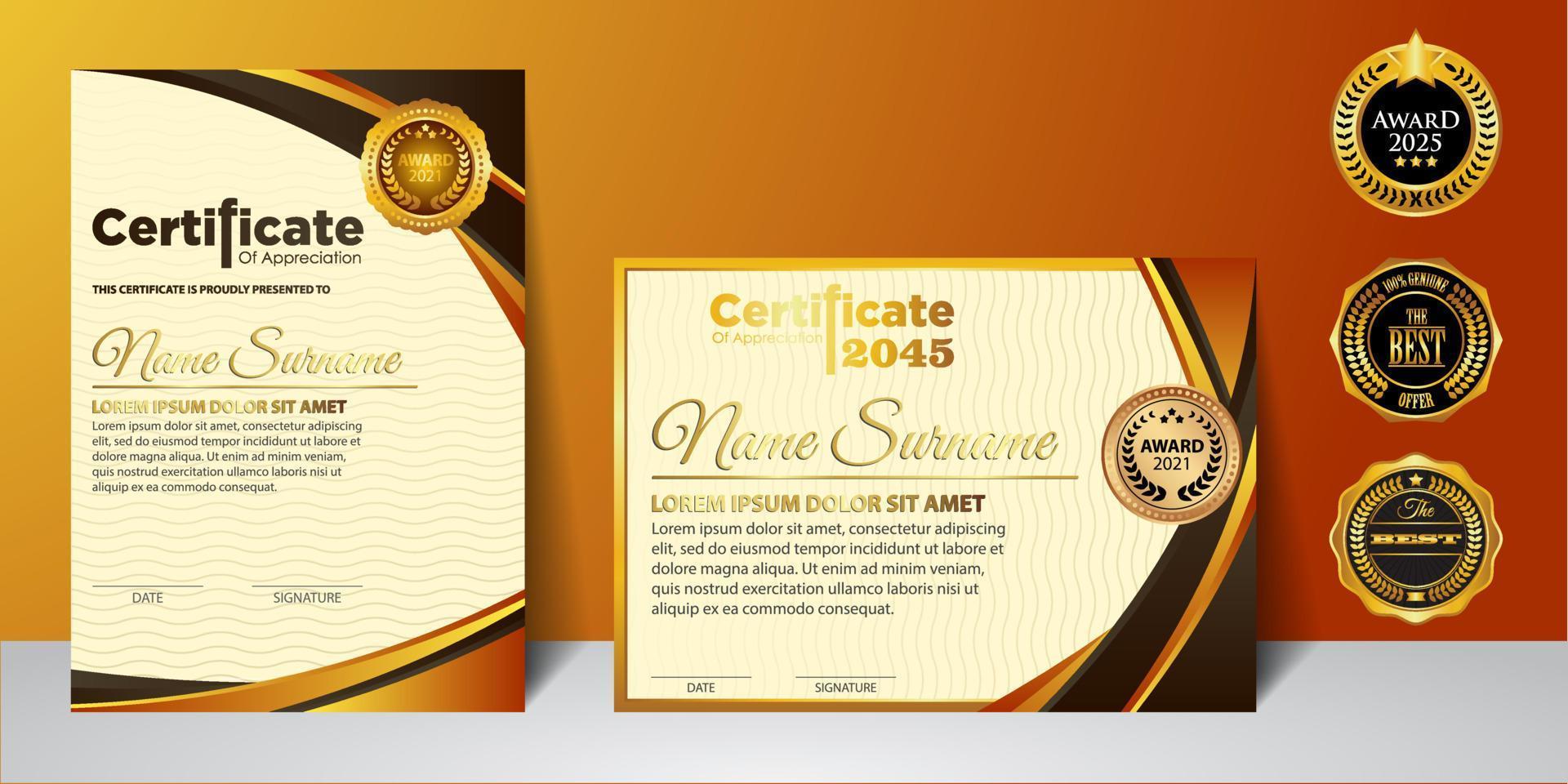 concetto di layout del certificato di design moderno. semplice, elegante e lussuoso, elegante, moderno, design, diploma, fondo, vettore, certificato, certificato, template vettore