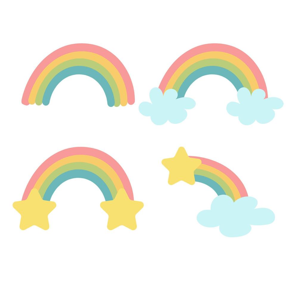 illustrazione dell'arcobaleno del bambino di vettore. arcobaleno moderno della scuola materna disegnato a mano vettore