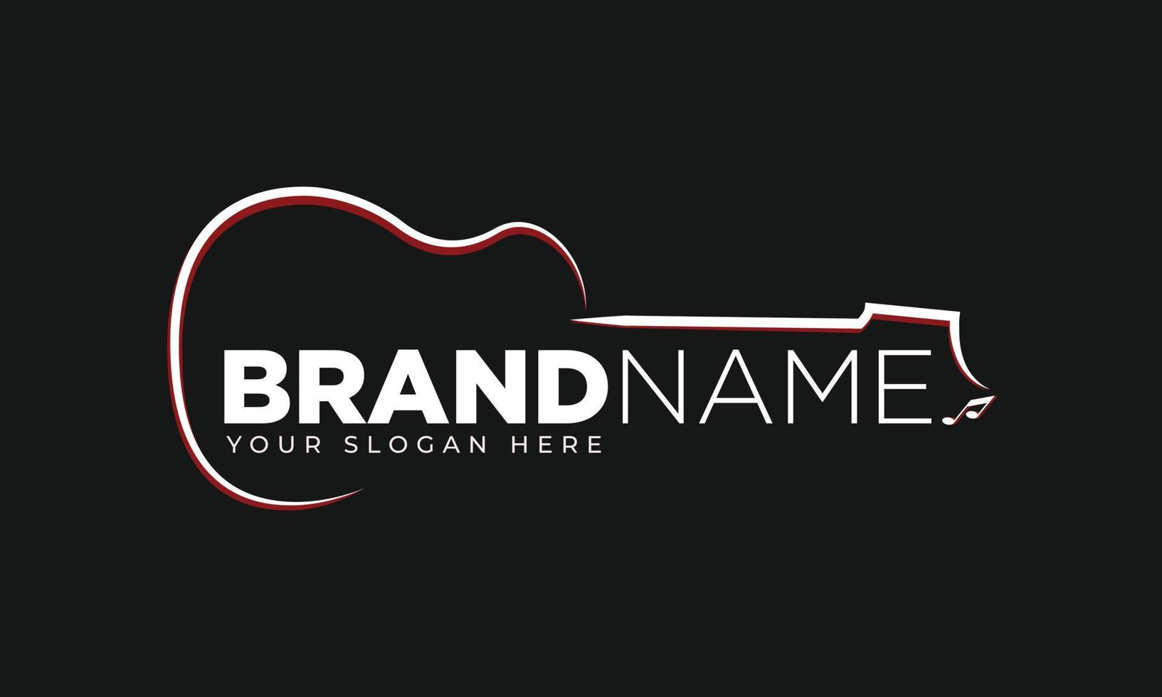 logo della chitarra. idee per il logo del musicista. design del logo di ispirazione vettore