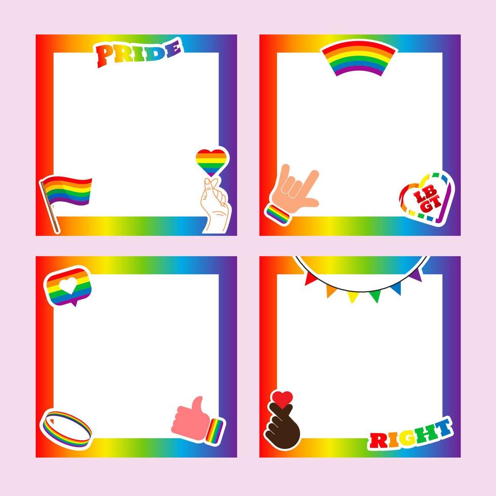 cornice dell'orgoglio. simboli lgbt. amore, cuore, bandiera nei colori dell'arcobaleno, parata gay, lesbica, illustrazione vettoriale