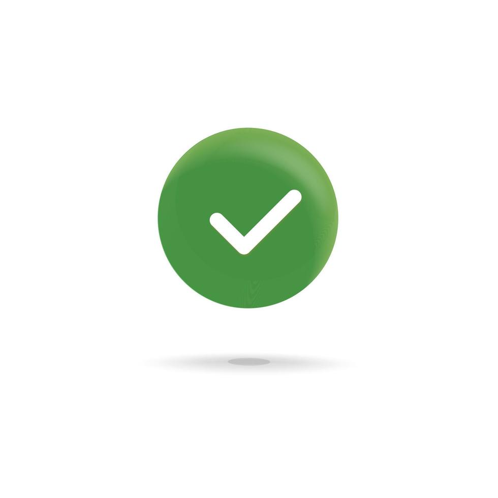 vettore 3d realistico segno di spunta icona simbolo verde