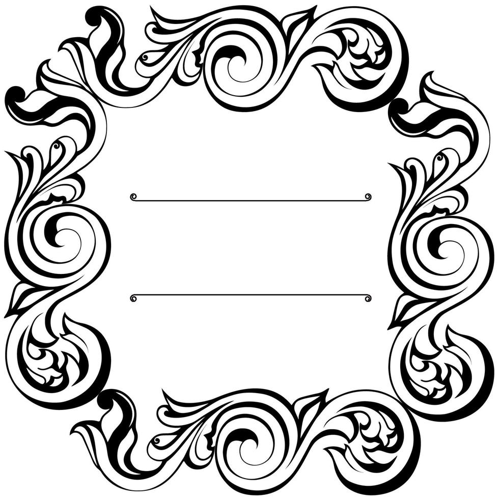 vortice di ornamento di scorrimento barocco vintage damascato vettoriale. monogramma vittoriano scudo araldico swirl.retro motivo floreale foglia bordo fogliame antico acanto calligrafia tatuaggio inciso. elemento decorativo per piastrelle vettore