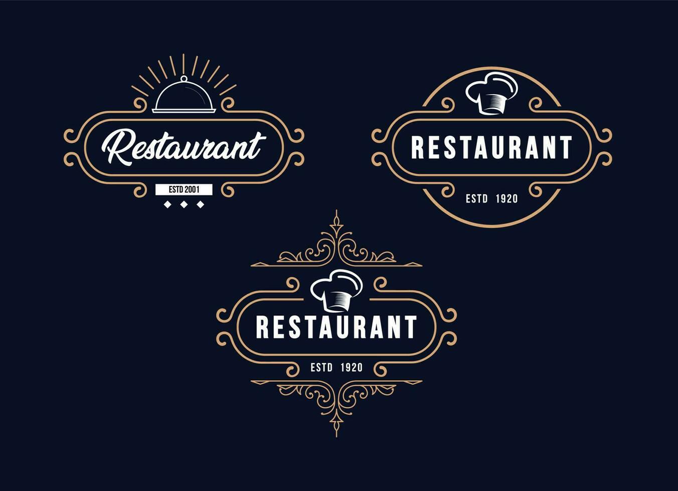 modello di progettazione logo ristorante in stile vintage. vettore