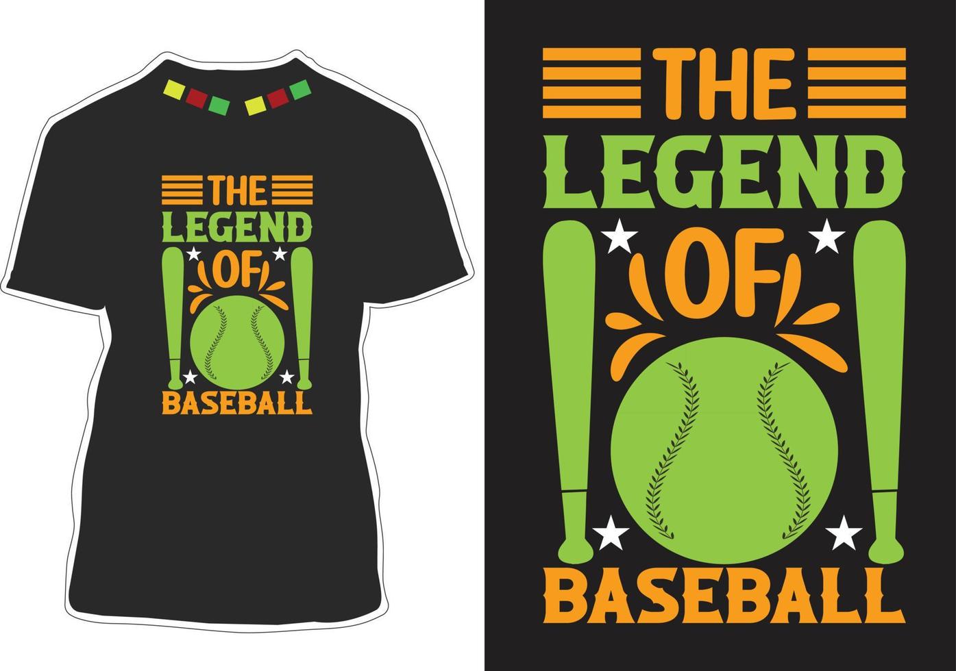 la leggenda del design delle t-shirt da baseball vettore