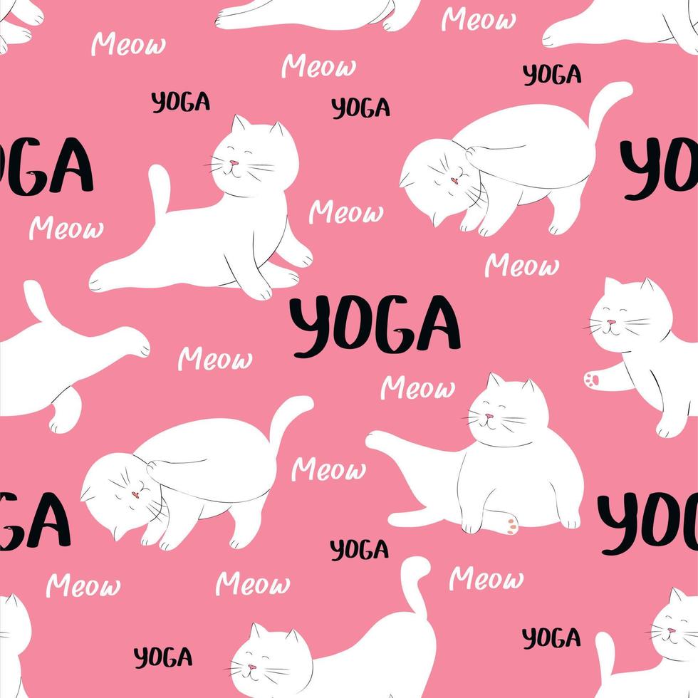 modello senza cuciture di gatti in posa yoga vettore