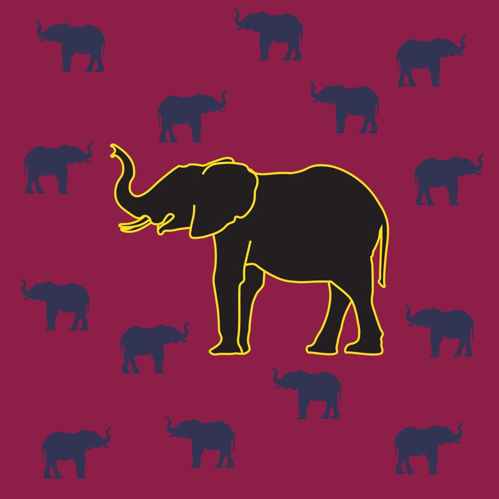 sagoma di elefante su sfondo rosa scuro. disegno dell'icona piatto elefante. vettore
