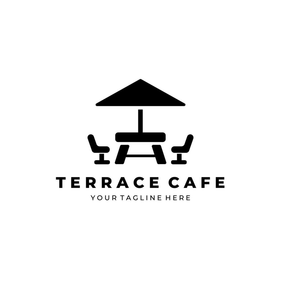 Progettazione dell'illustrazione di vettore del logo dell'annata del caffè della terrazza