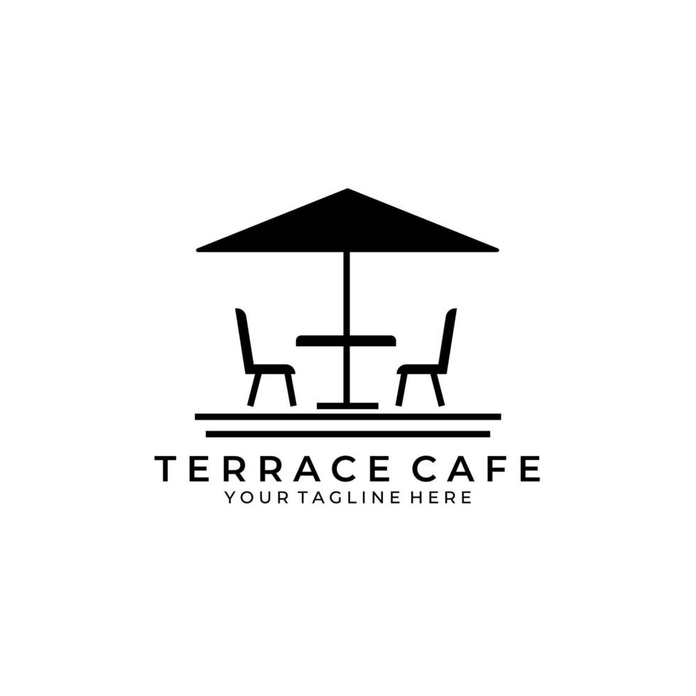 Progettazione dell'illustrazione di vettore del logo dell'annata del caffè della terrazza