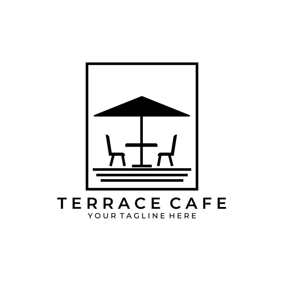 design dell'illustrazione di vettore del distintivo del logo dell'annata del caffè della terrazza