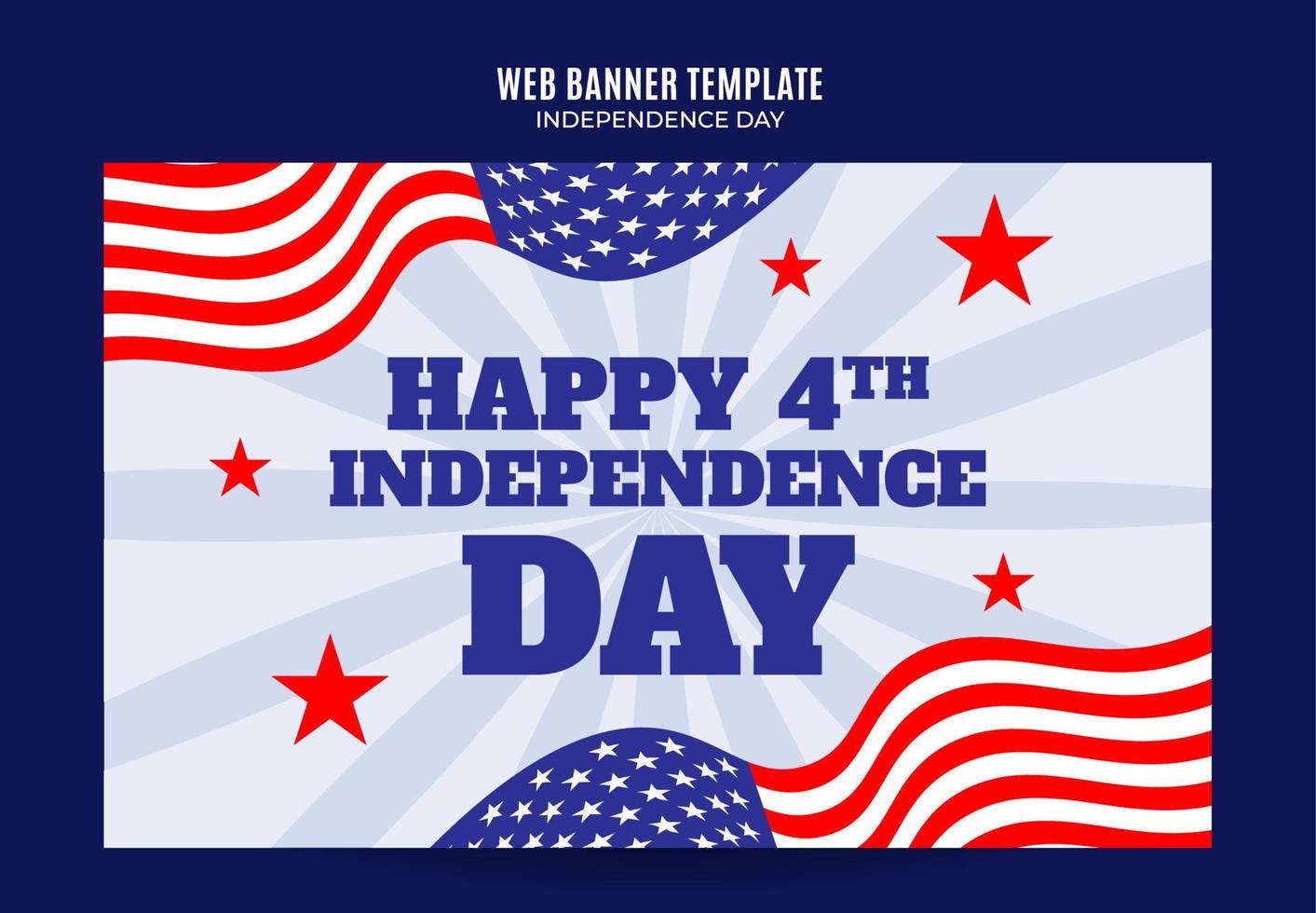 felice 4 luglio - banner web usa giorno dell'indipendenza per poster, banner, area spaziale e sfondo dei social media vettore