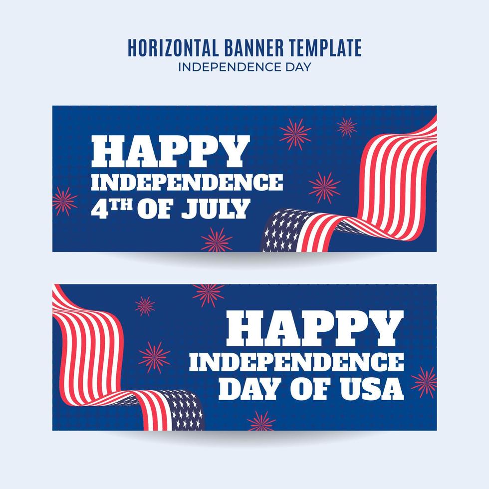 felice 4 luglio - banner web usa giorno dell'indipendenza per poster orizzontale, banner, area spaziale e sfondo dei social media vettore
