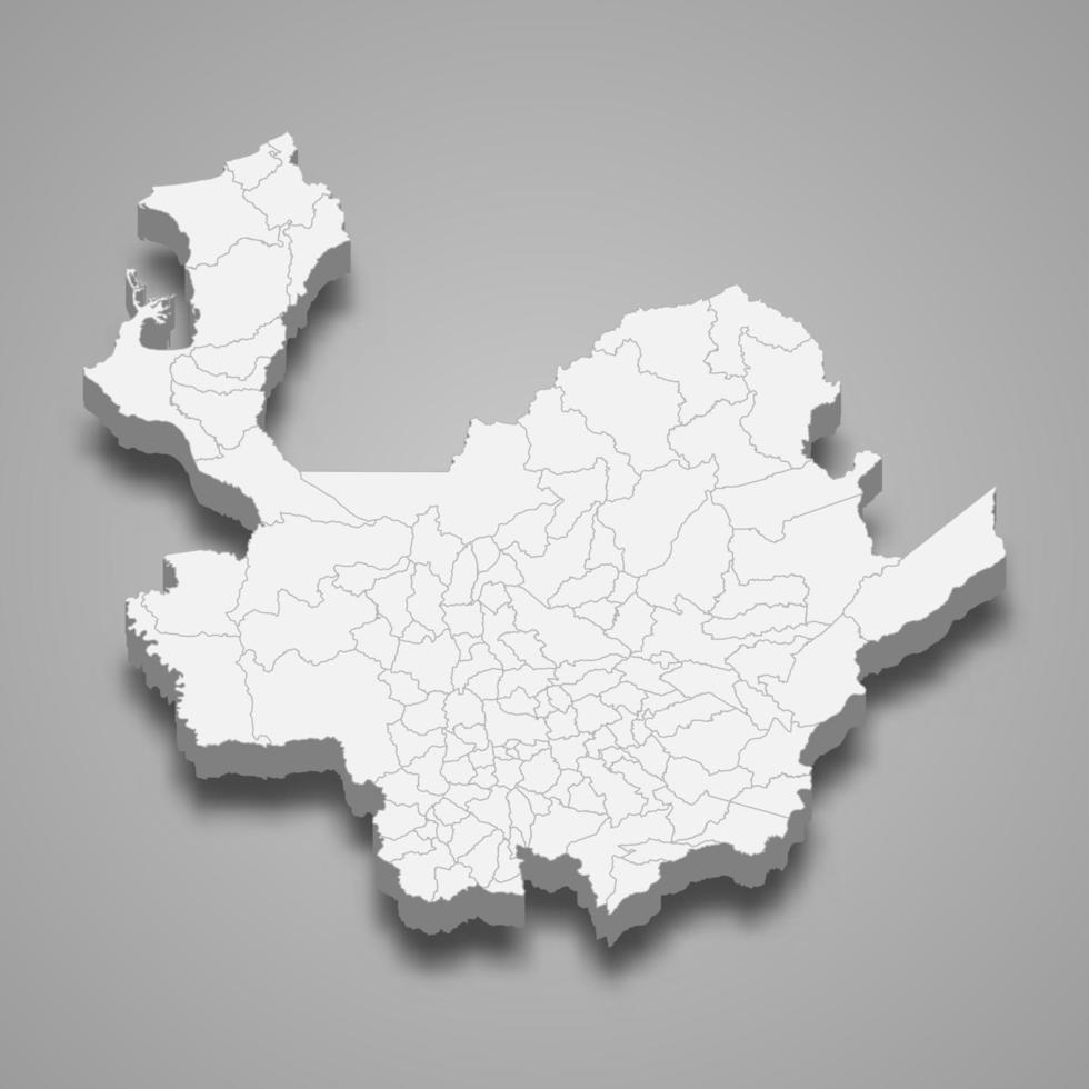 La mappa 3d di antioquia è un dipartimento della colombia vettore