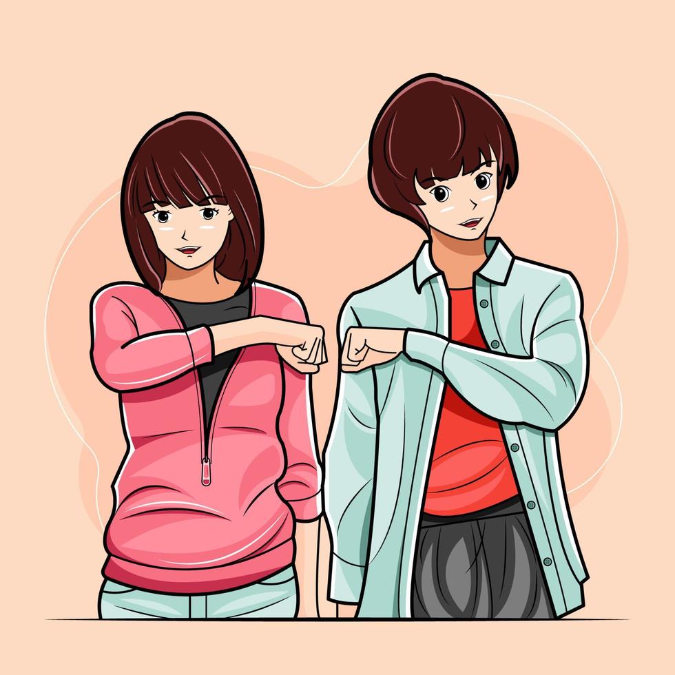 due ragazze felici si uniscono download gratuito di illustrazione vettoriale