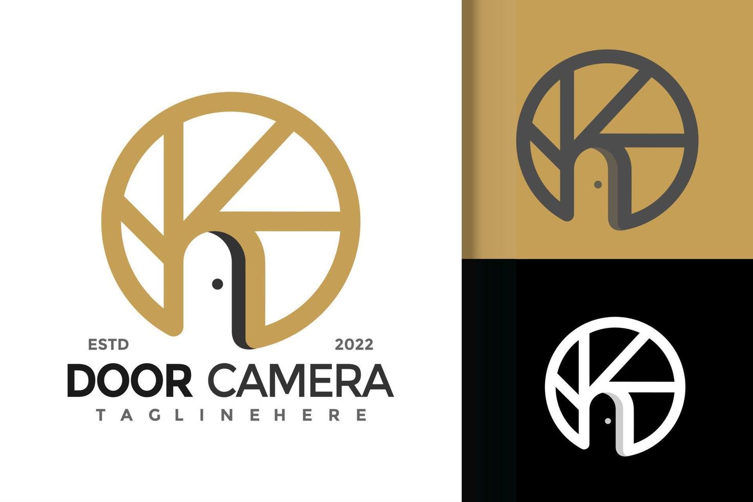 modello vettoriale di progettazione del logo della fotocamera dell'otturatore della porta