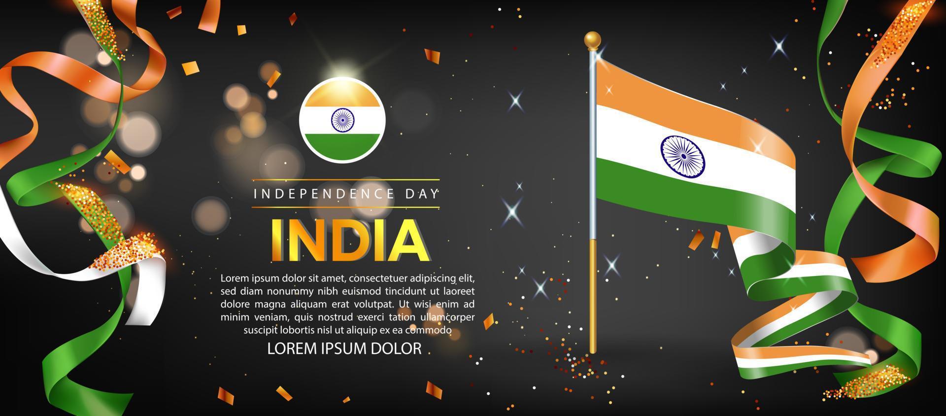 giorno dell'indipendenza dell'India. illustrazione di banner, design del modello di poster vettore