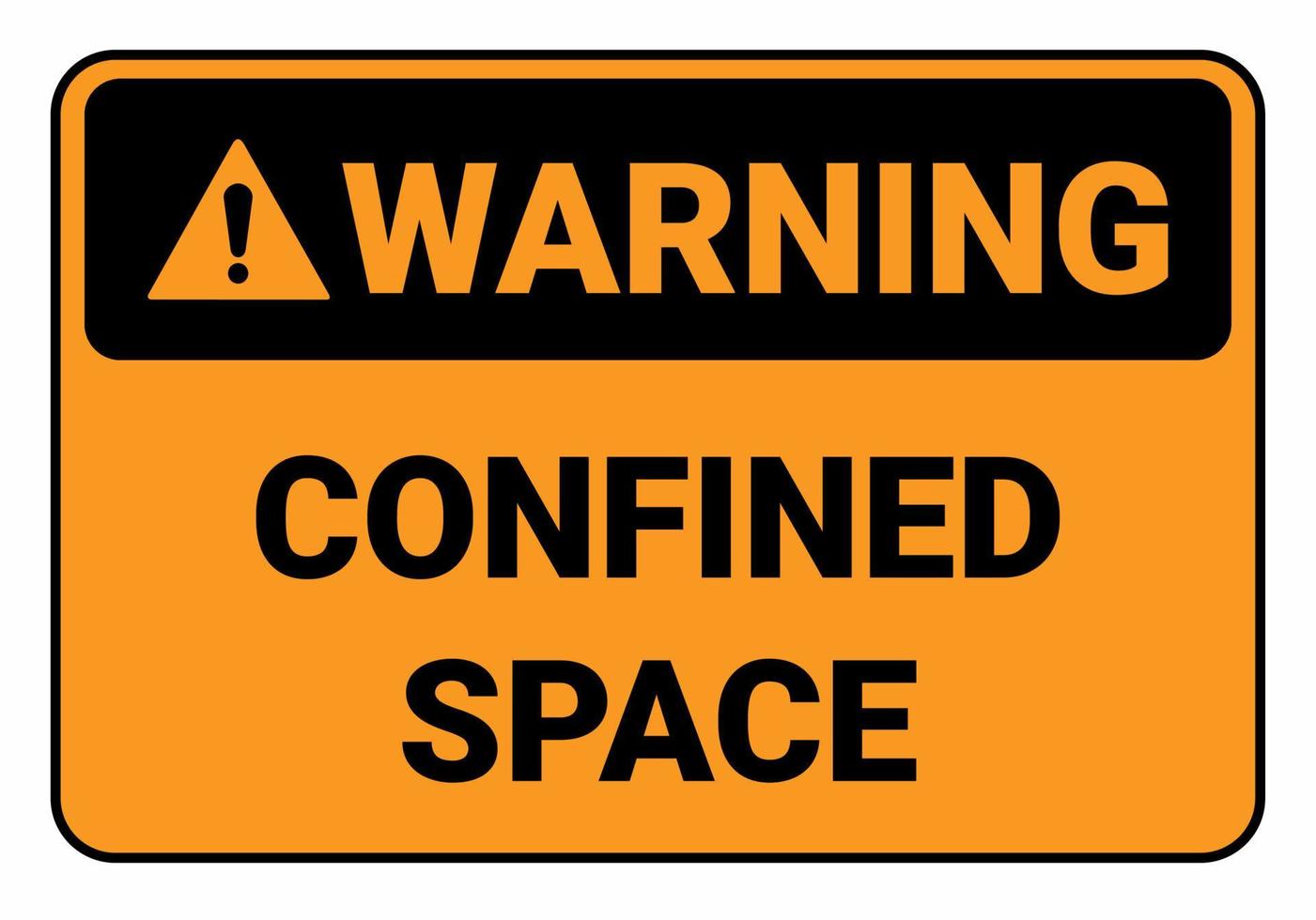 segno di simbolo di avvertimento spazio confinato. segno di sicurezza vector illustration.osha e segno standard ansi.