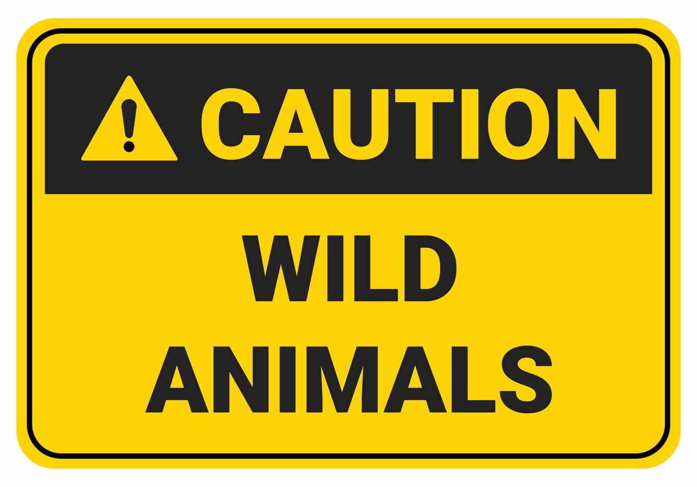 attenzione agli animali selvatici. illustrazione del simbolo del segnale di sicurezza. standard osha e ansi. vettore
