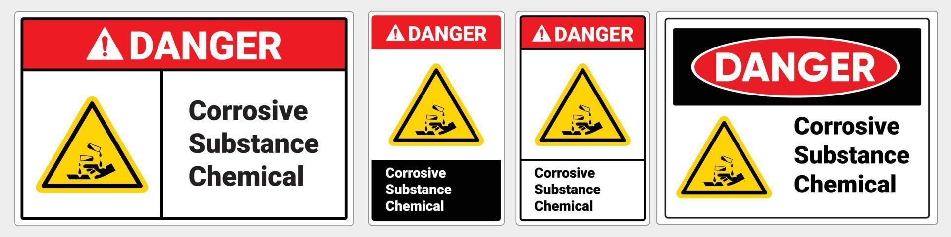 segnale di sicurezza sostanza corrosiva chimica. standard osha e ansi. segnale di pericolo. vettore