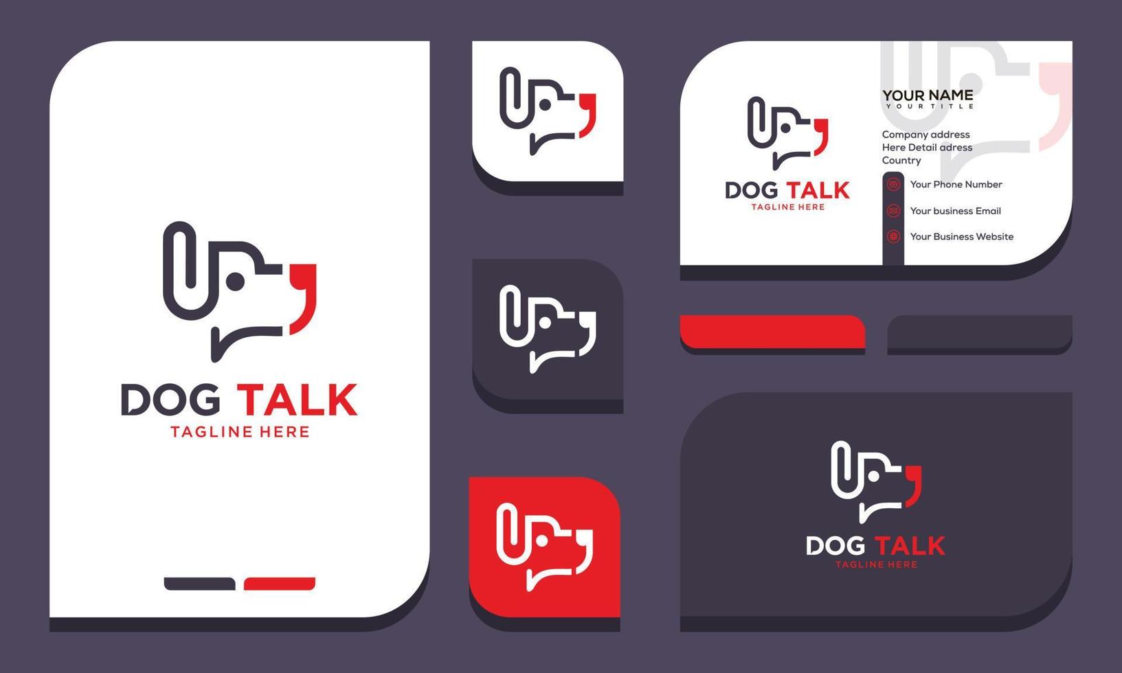 chat di cane che parla di design del logo dello spazio negativo vettore