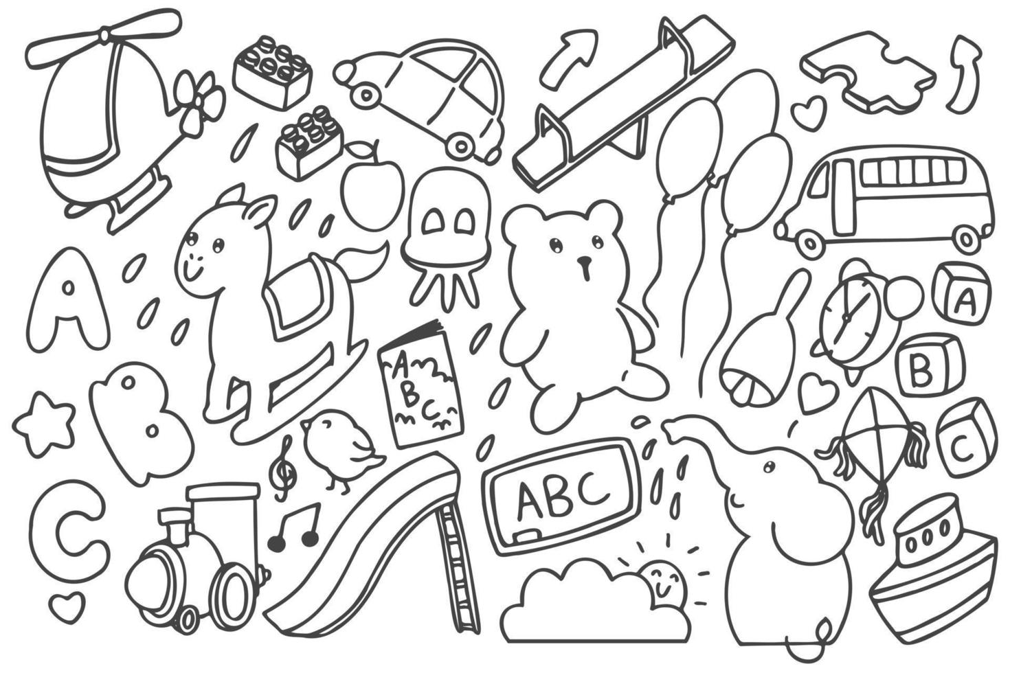 set di doodle carino asilo nido vettore