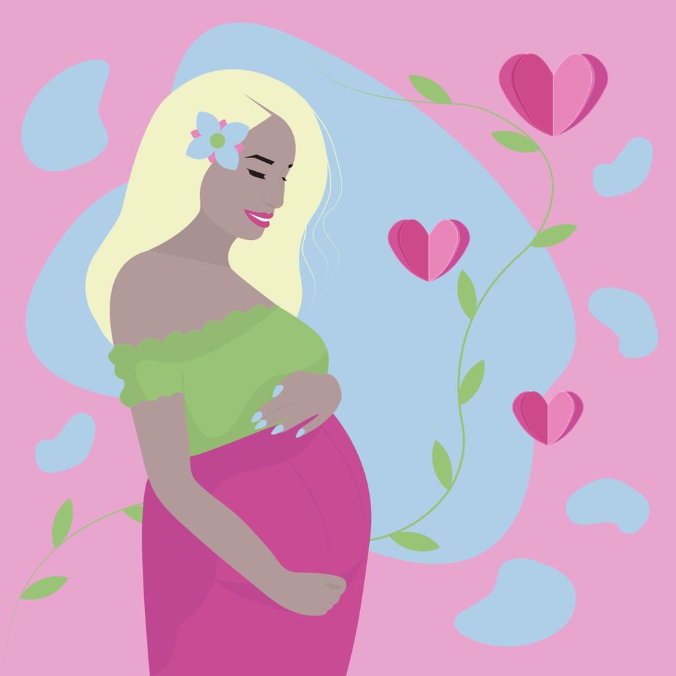 bionda incinta carina, illustrazione vettore