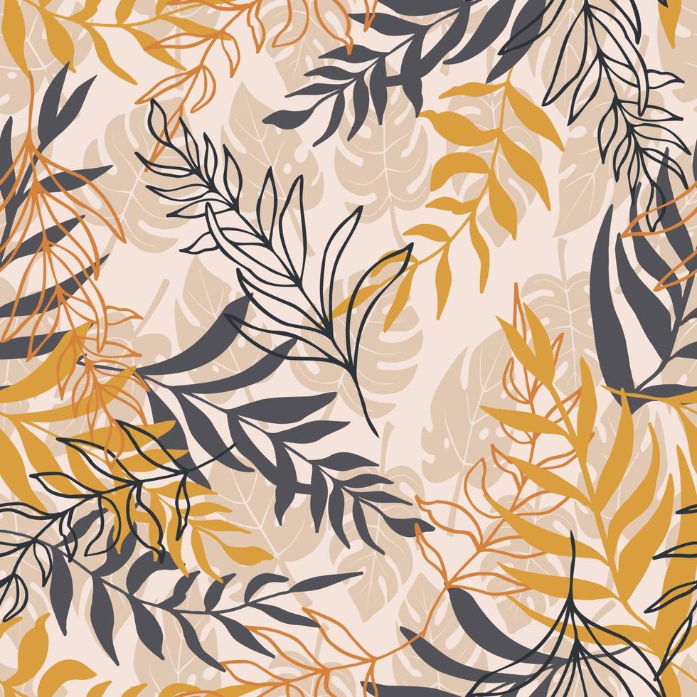 sfondo tropicale di mostri e foglie di palma vector seamless pattern