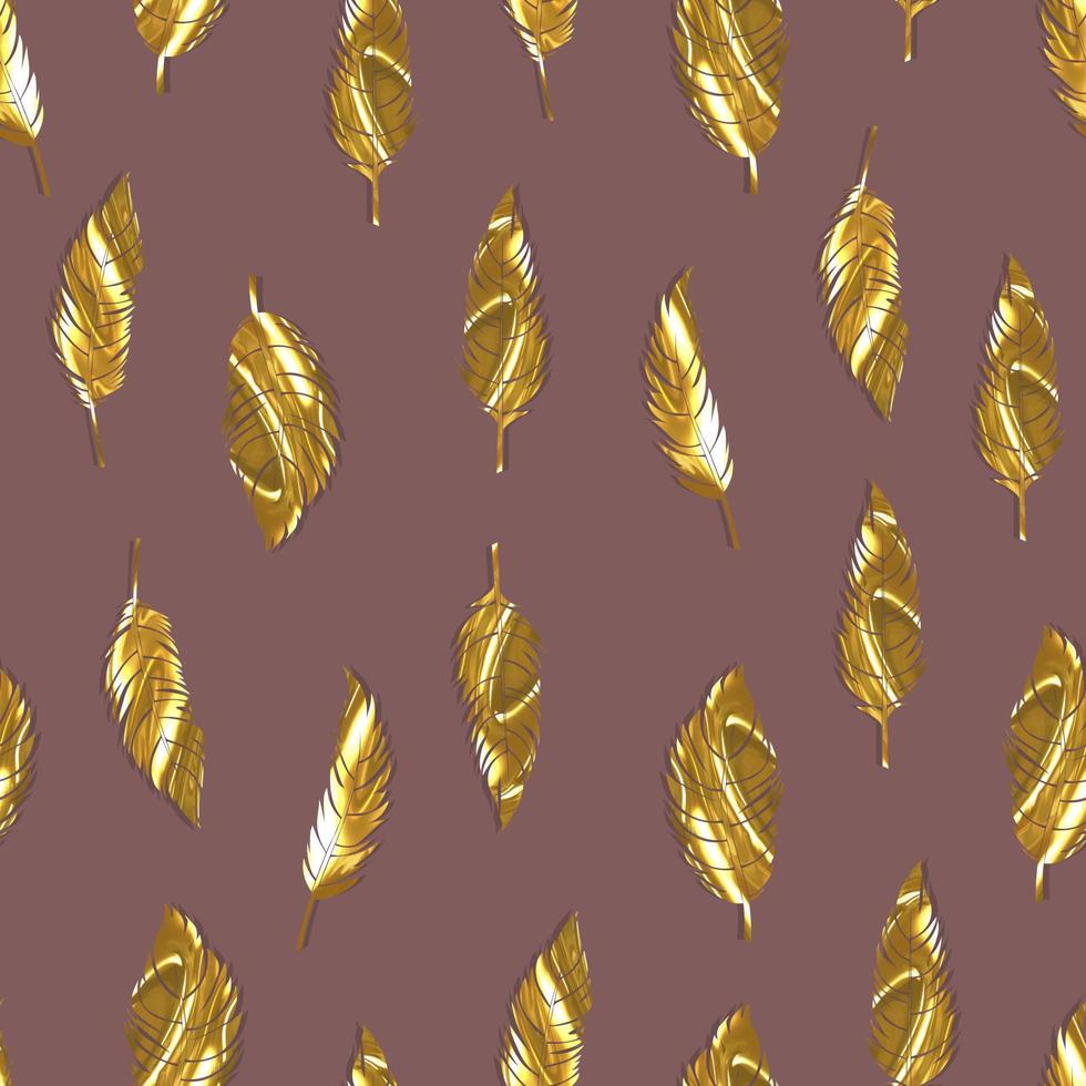 piume di uccello vector seamless con oro