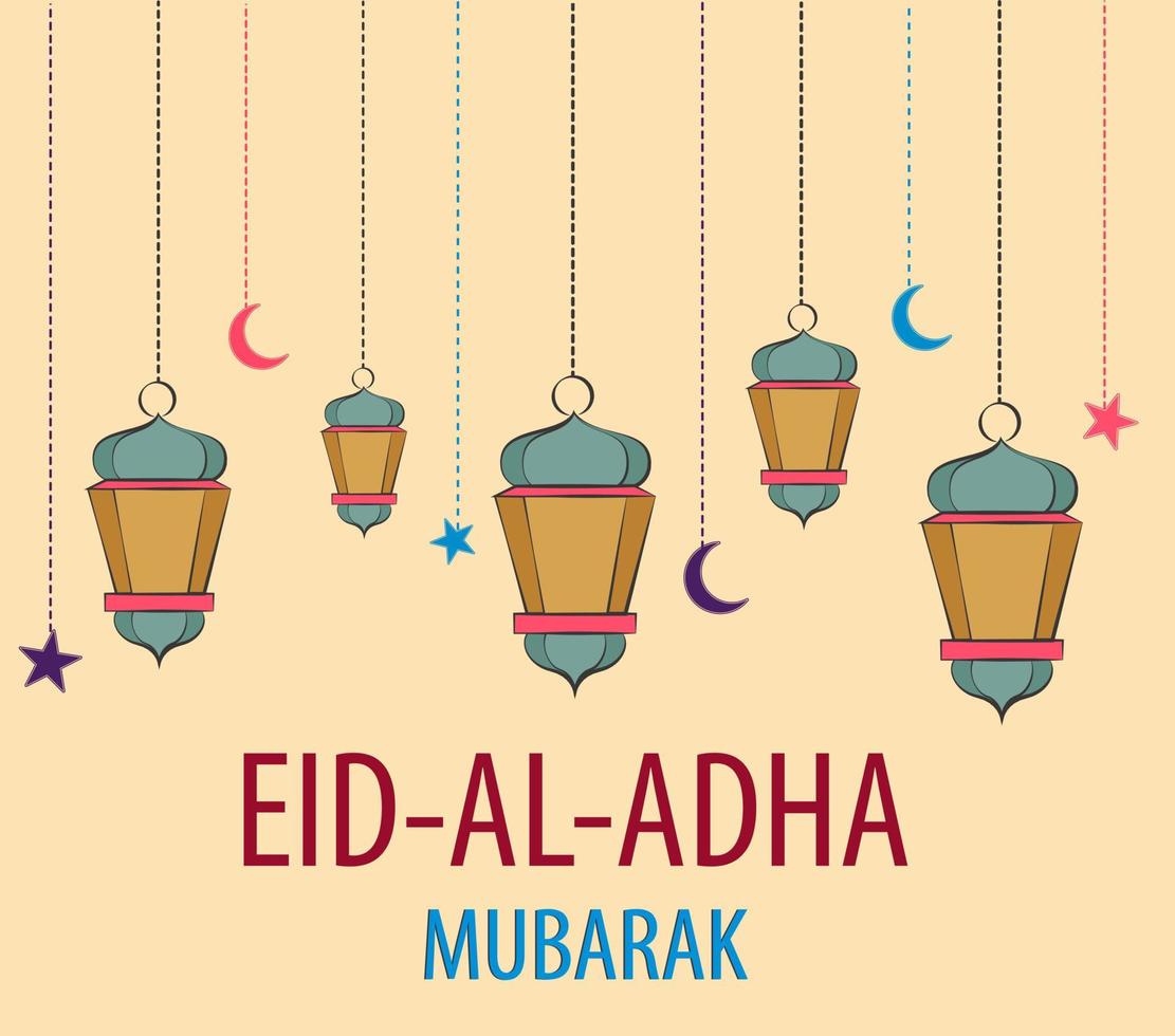 lanterne per le vacanze. illustrazione vettoriale colorata. eid al adha mubarak. festa tradizionale musulmana
