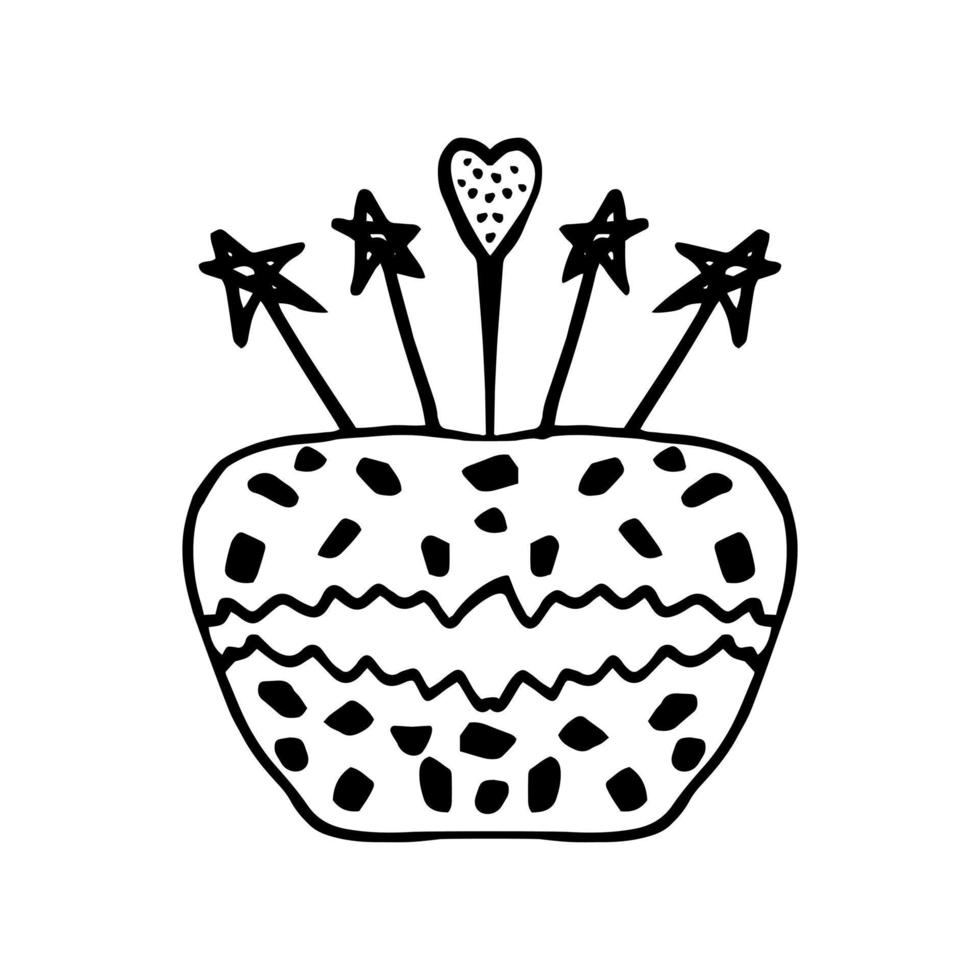 torta di compleanno vettore isolato con decorazione color crema. dessert per menu, cartolina o vacanza