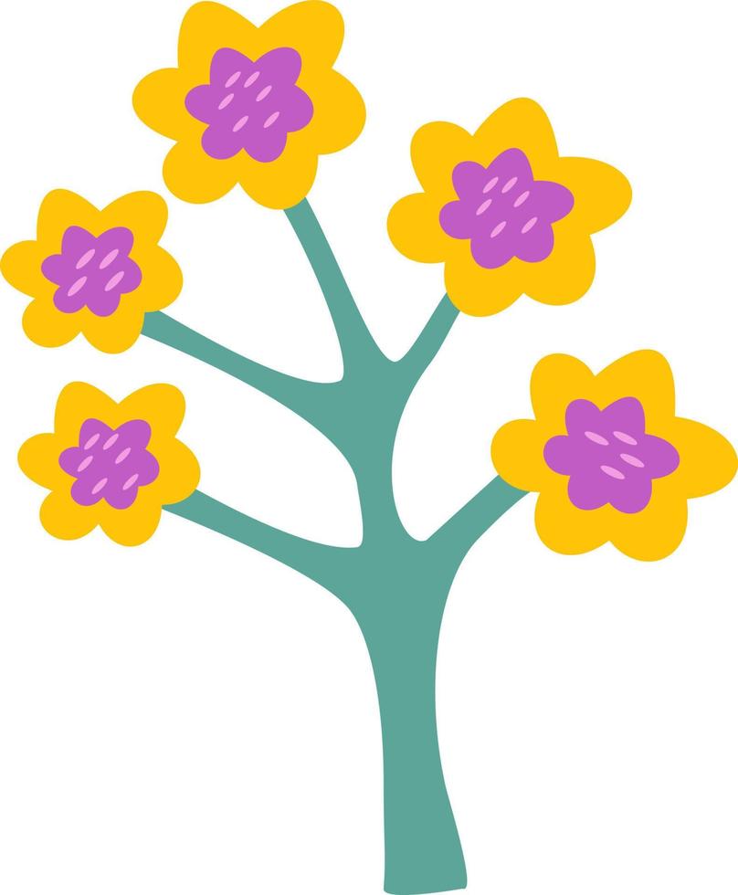 fiore giallo su sfondo bianco. fiore stilizzato vettoriale in stile cartone animato. illustrazione per congratulazioni per San Valentino, 8 marzo, matrimoni, design floreale.