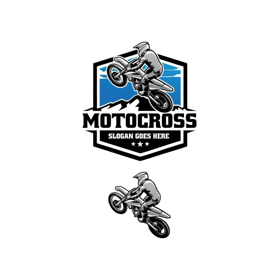 vettore del logo dell'illustrazione dell'azione del motocross di salto