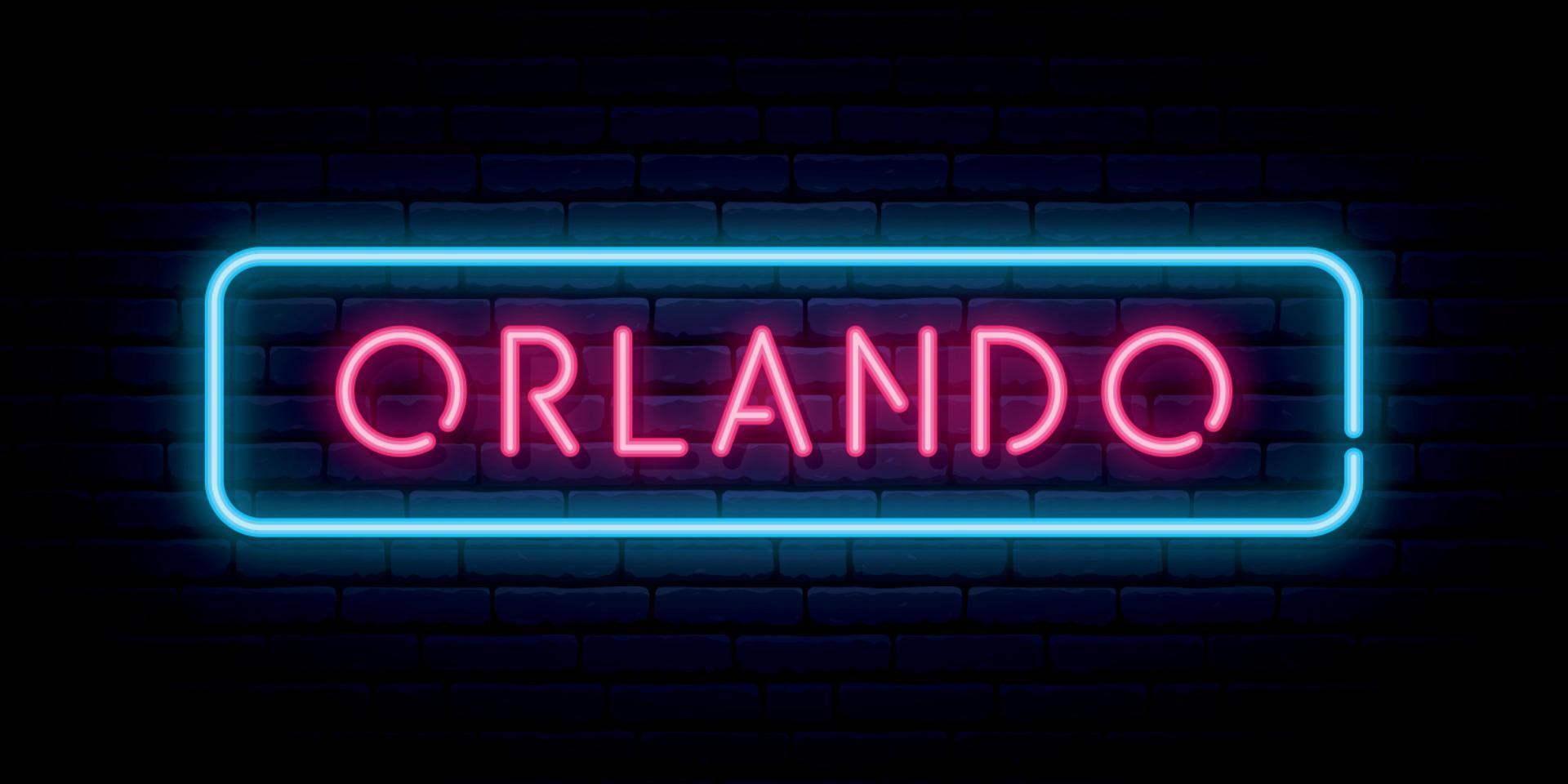 insegna al neon di Orlando. vettore