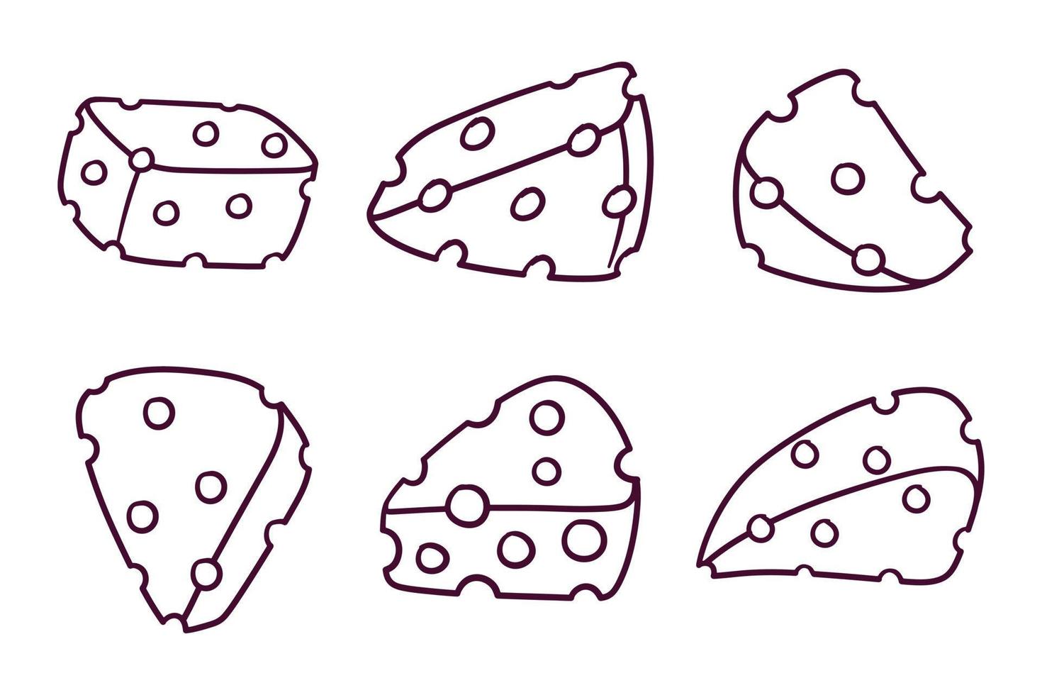 set di illustrazione di doodle di formaggio disegnato a mano vettore