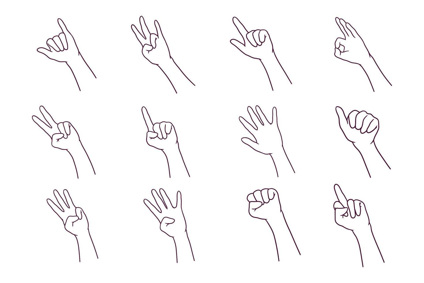 disegnato a mano all'interno dell'illustrazione del gesto della mano, gesto del dito vettore