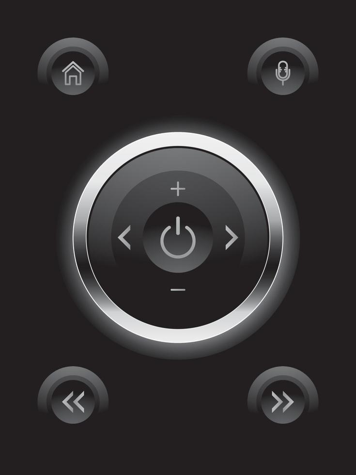 icona del cerchio del pulsante nera su sfondo scuro vettore
