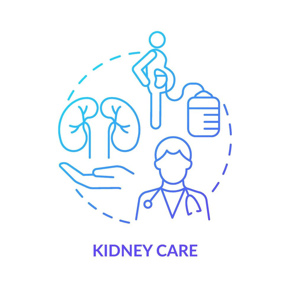 icona del concetto di gradiente blu per la cura dei reni. assistenza sanitaria professionale. servizio del centro medico idea astratta linea sottile illustrazione. disegno di contorno isolato. vettore