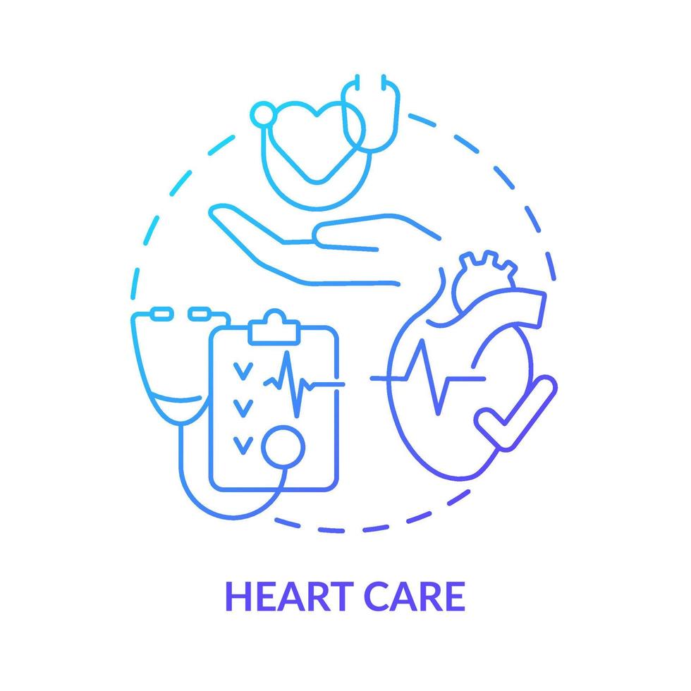 icona del concetto di sfumatura blu per la cura del cuore. reparto di cardiologia clinica. servizio del centro medico idea astratta linea sottile illustrazione. disegno di contorno isolato. vettore