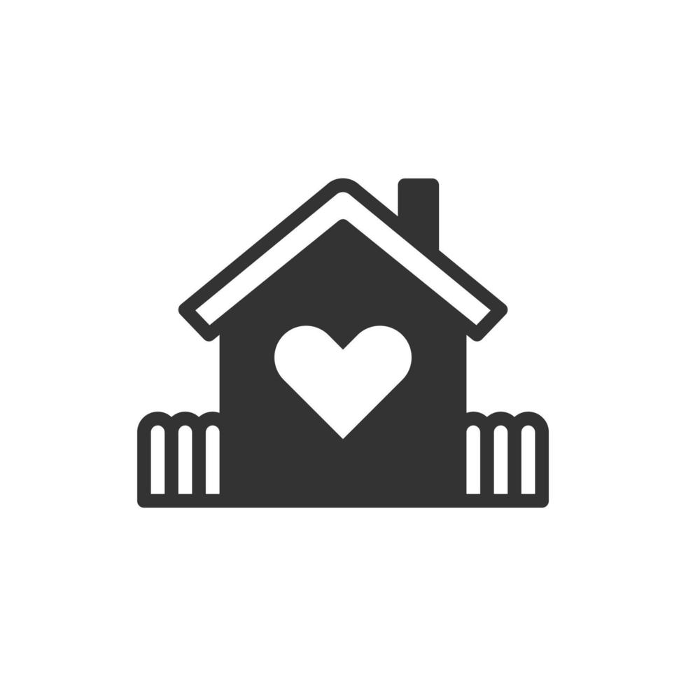 cuore casa amore icona o logo illustrazione vettoriale