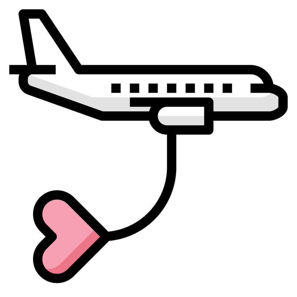 illustrazione vettoriale del colore della linea dell'icona dell'amore di viaggio
