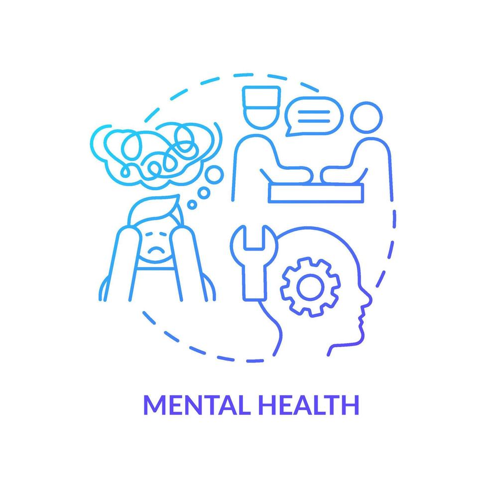 icona del concetto di gradiente blu di salute mentale. aiuto psicologico per i pazienti. illustrazione della linea sottile dell'idea astratta del servizio del centro medico. disegno di contorno isolato. vettore