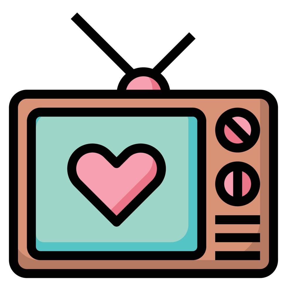 illustrazione vettoriale del colore della linea dell'icona tv-love
