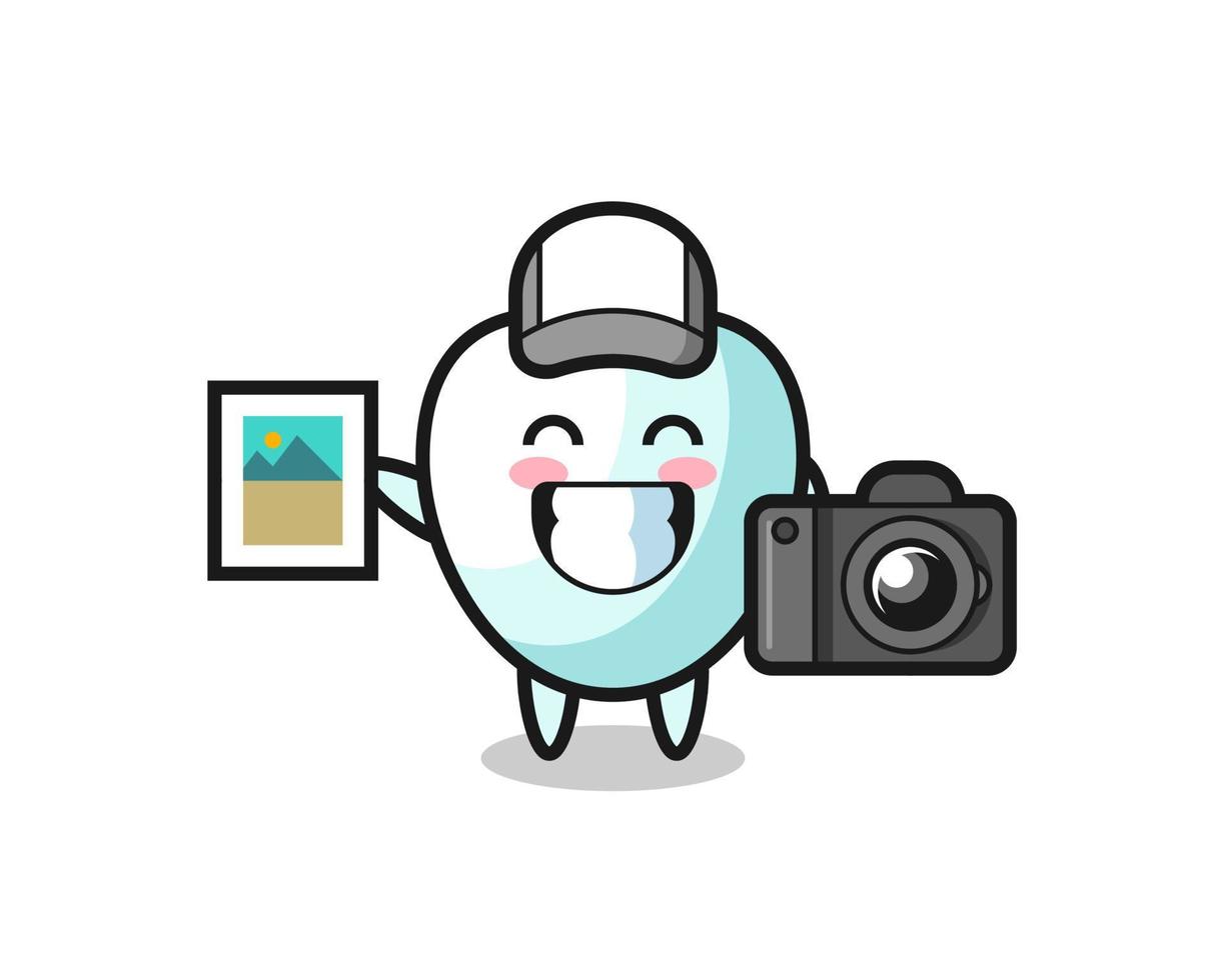illustrazione del personaggio del dente come fotografo vettore