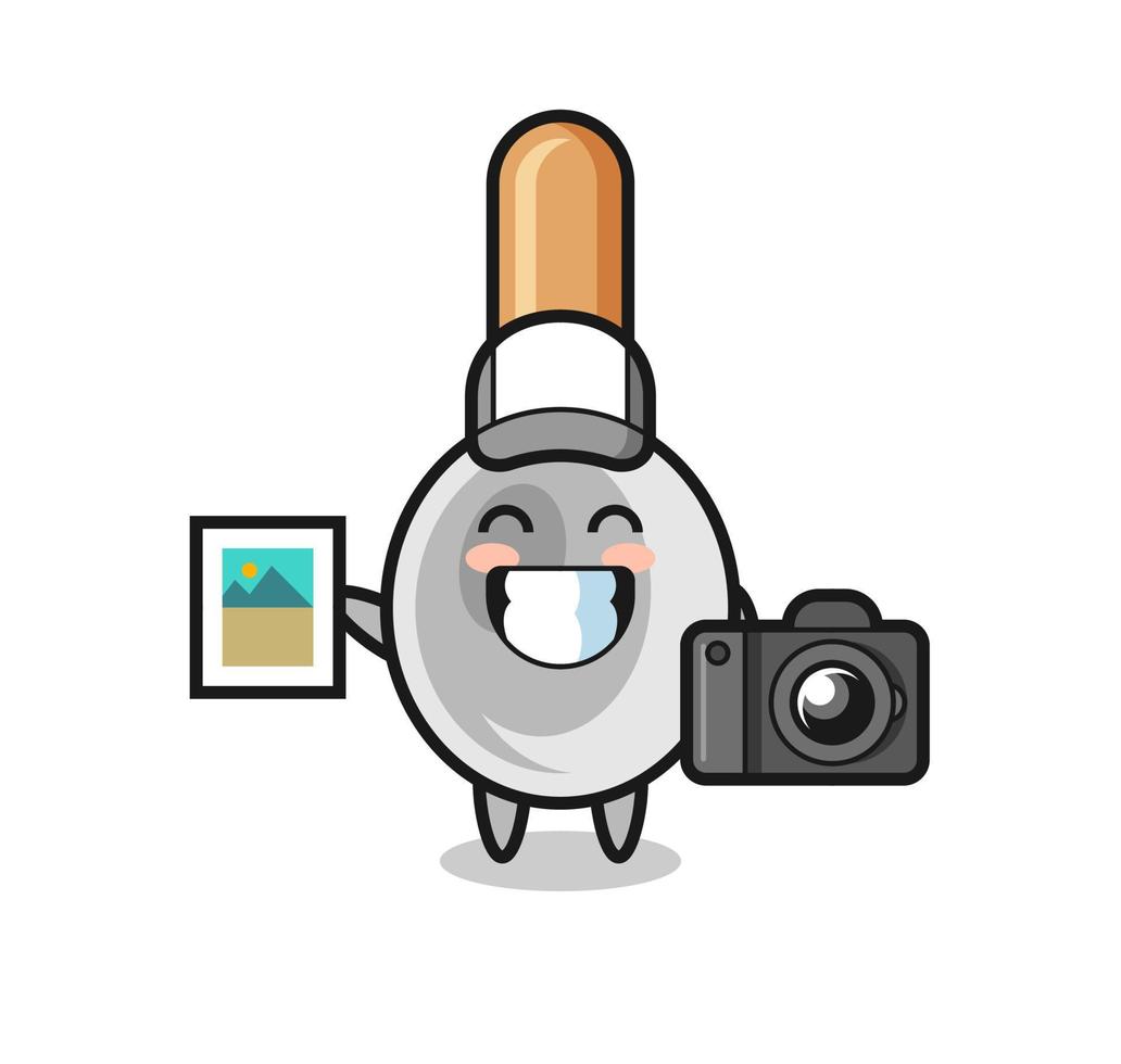 illustrazione del personaggio del cucchiaio da cucina come fotografo vettore