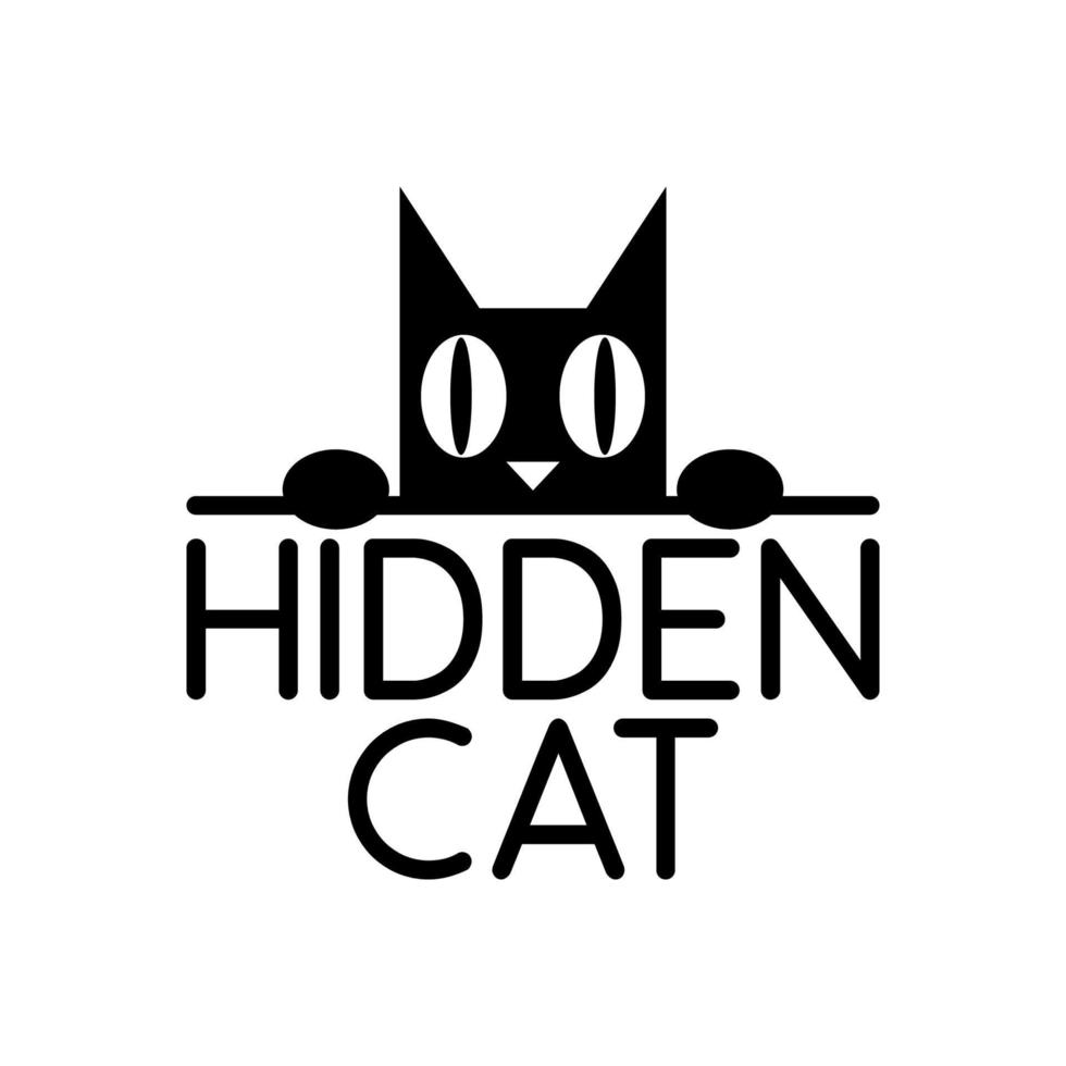 illustrazione grafica vettoriale del gatto nero nascosto nella scatola che poi è spuntata fuori dalla sua testa, perfetta per il logo o il simbolo di un'azienda