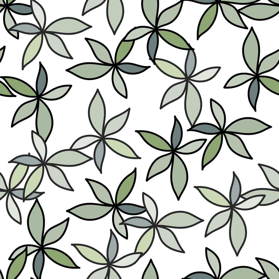 modello senza cuciture fogliame semplice. carta da parati di foglie di scarabocchio. sfondo di elementi botanici. vettore