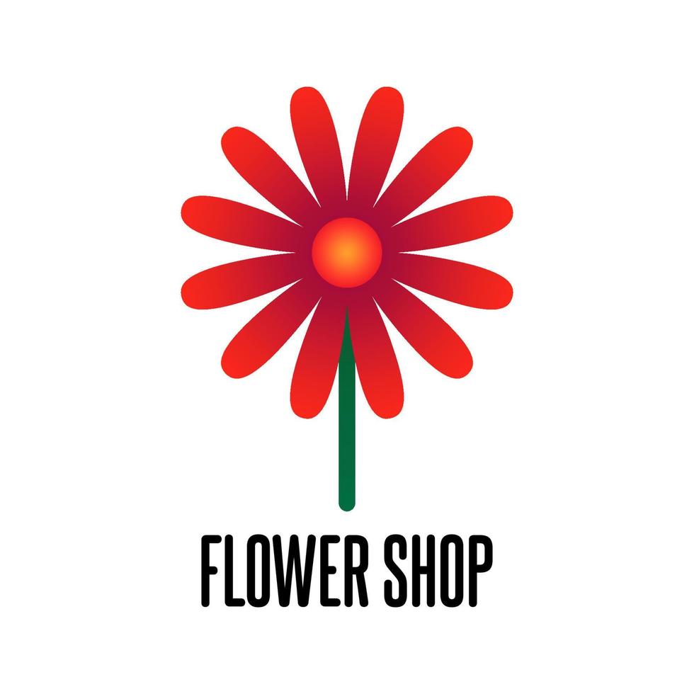 logo fiore margherita rossa per logo aziendale o negozio, logo in stile design a gradiente piatto vettore